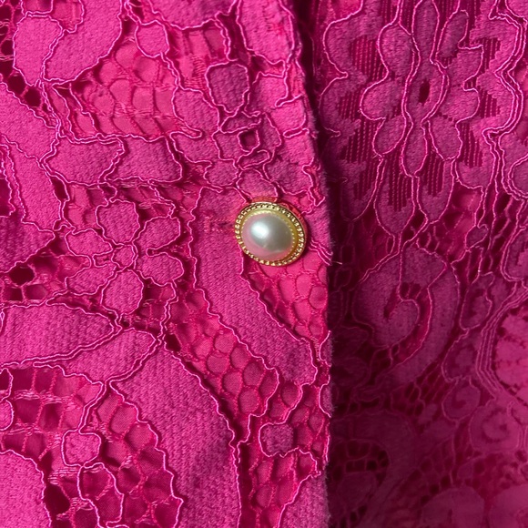 Nanette Lepore Vibrant Pink Lace Blazer - Picture 2 of 6
